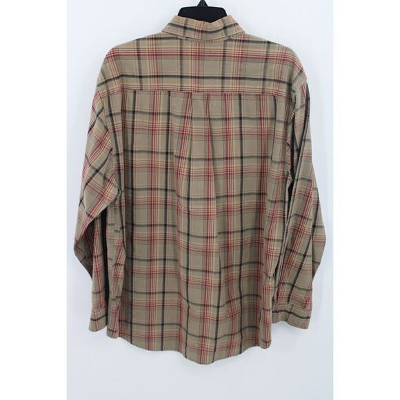 CARHARTT TAN PLAID MENS SIZE L COTTON LONG SLEEVE BUTTON DOWN SHIRT - Picture 4 of 6
